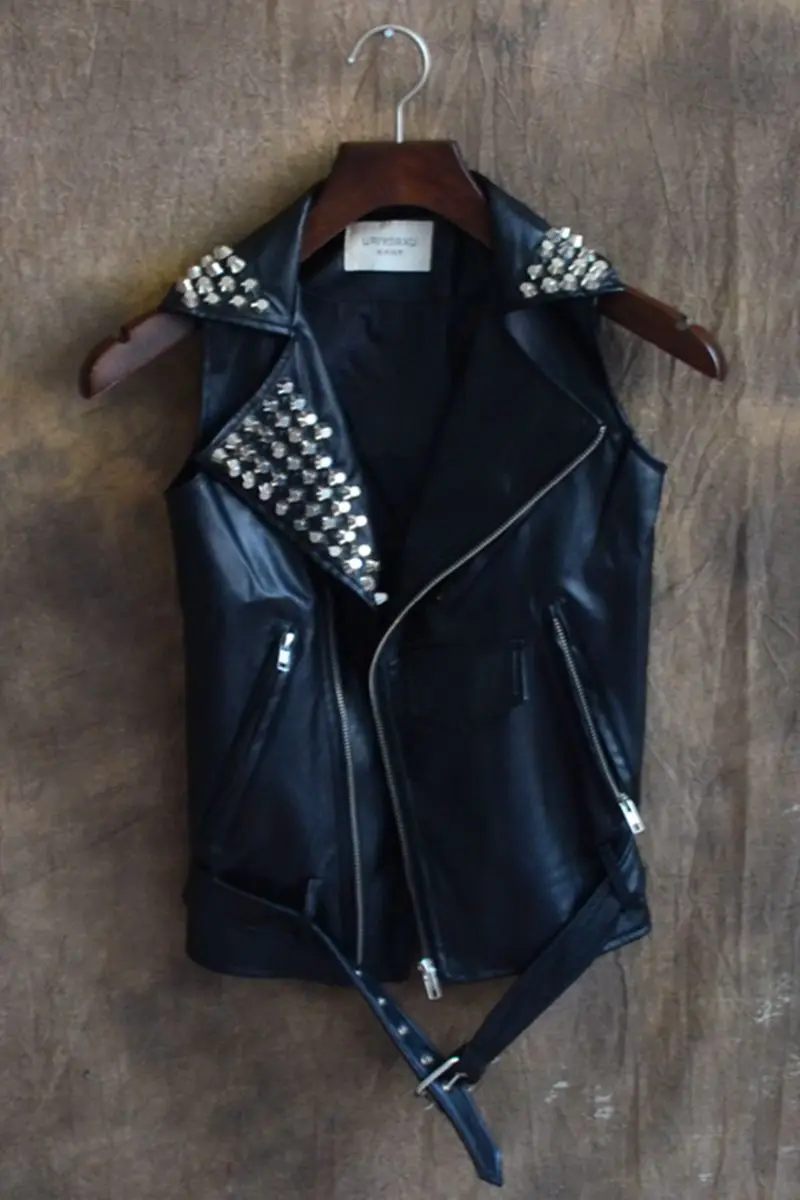 2021 New Korean Fashion Slim Rivet Stage Essential Hip-hop Hip-hop Trend Of Pu Leather Vest Singer Costumes Clothing