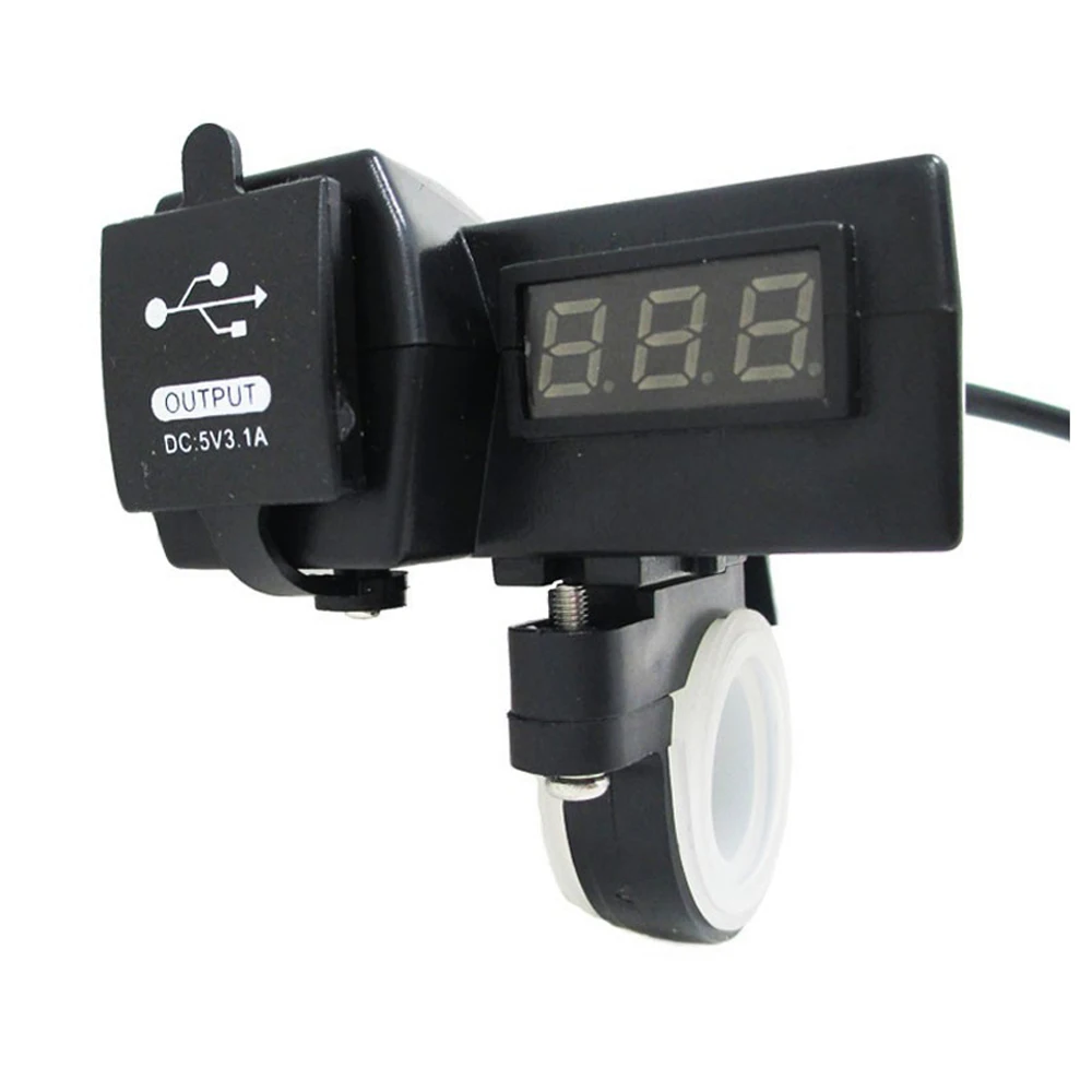 

12V 24V мотоцикл автомобиль ATV Quad Dual USB зарядное устройство светодиодный цифровой вольтметр Водонепроницаемый телефон руль зарядное устройство адаптер питания
