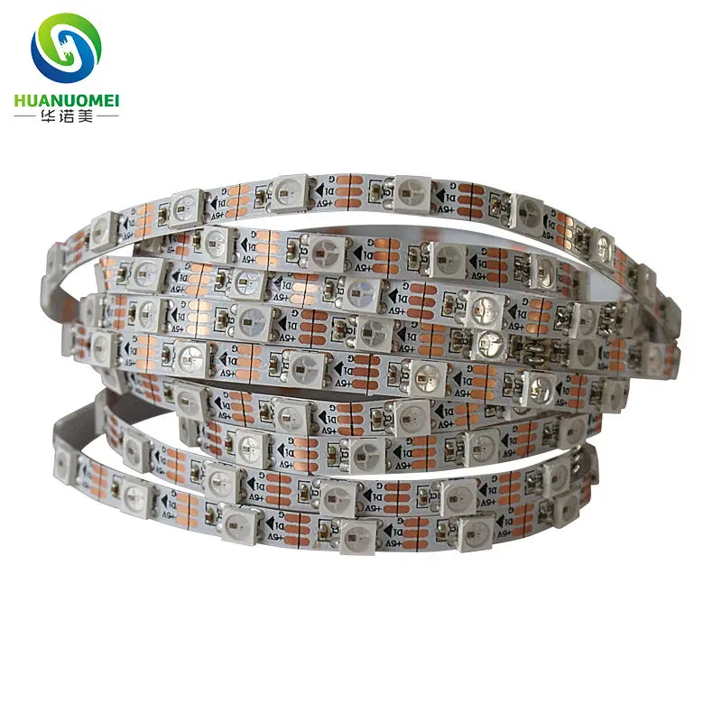 

5mm White flexible PCB dc 5v WS2812b rgb addressable digital led strip light ws2812 60leds/m 5050 smd ws2811 non-waterproof IP20