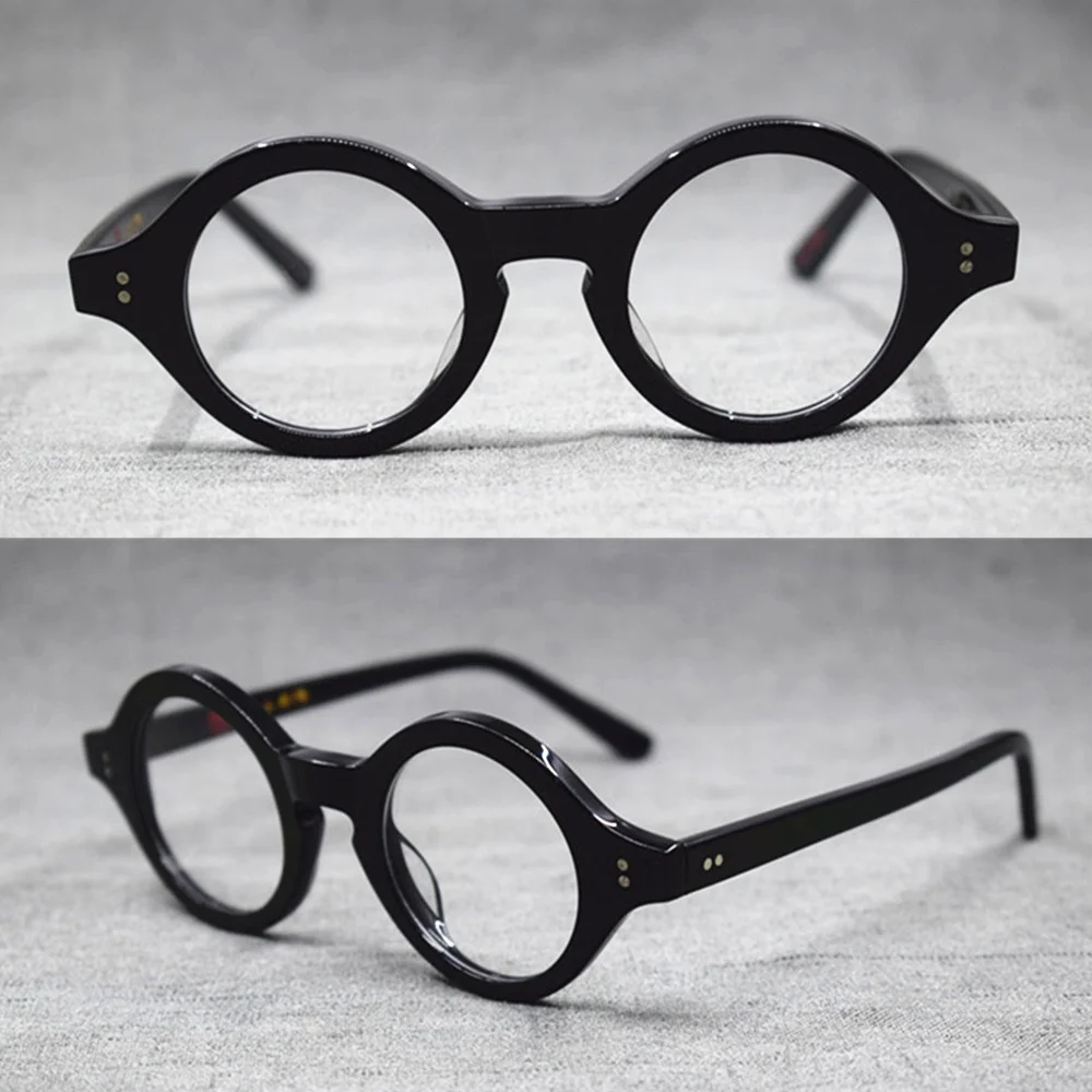 Vintage Hand Made Small 38mm Round Full Rim Reading Glasses Acetate +25 +50 +75 +100 +125 +150 +175 +200 +225 +250 +275 +300 +60