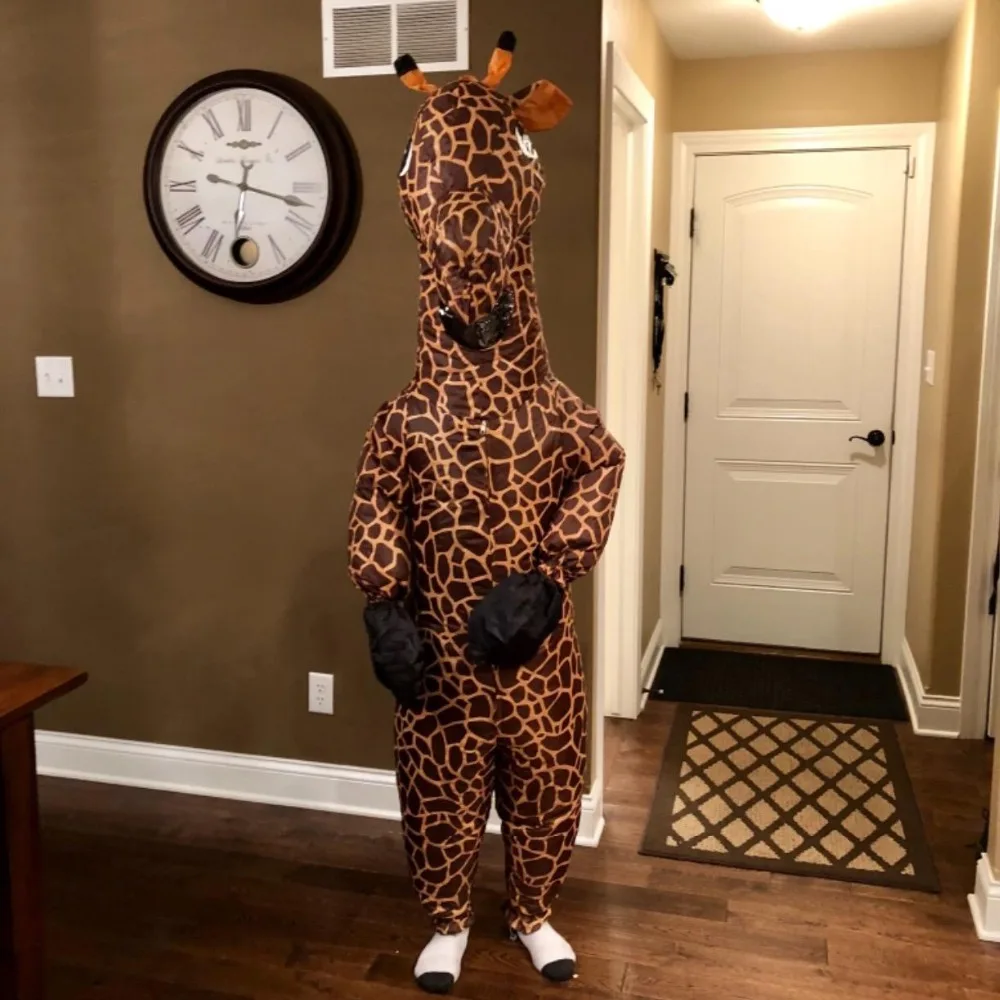 Giraffe Halloween Carnaval Opblaasbare Kostuum Animal Vrouwen Mannen Volwassen Cosplay Onesie Mascotte Purim Holiday Party Jumpsuit