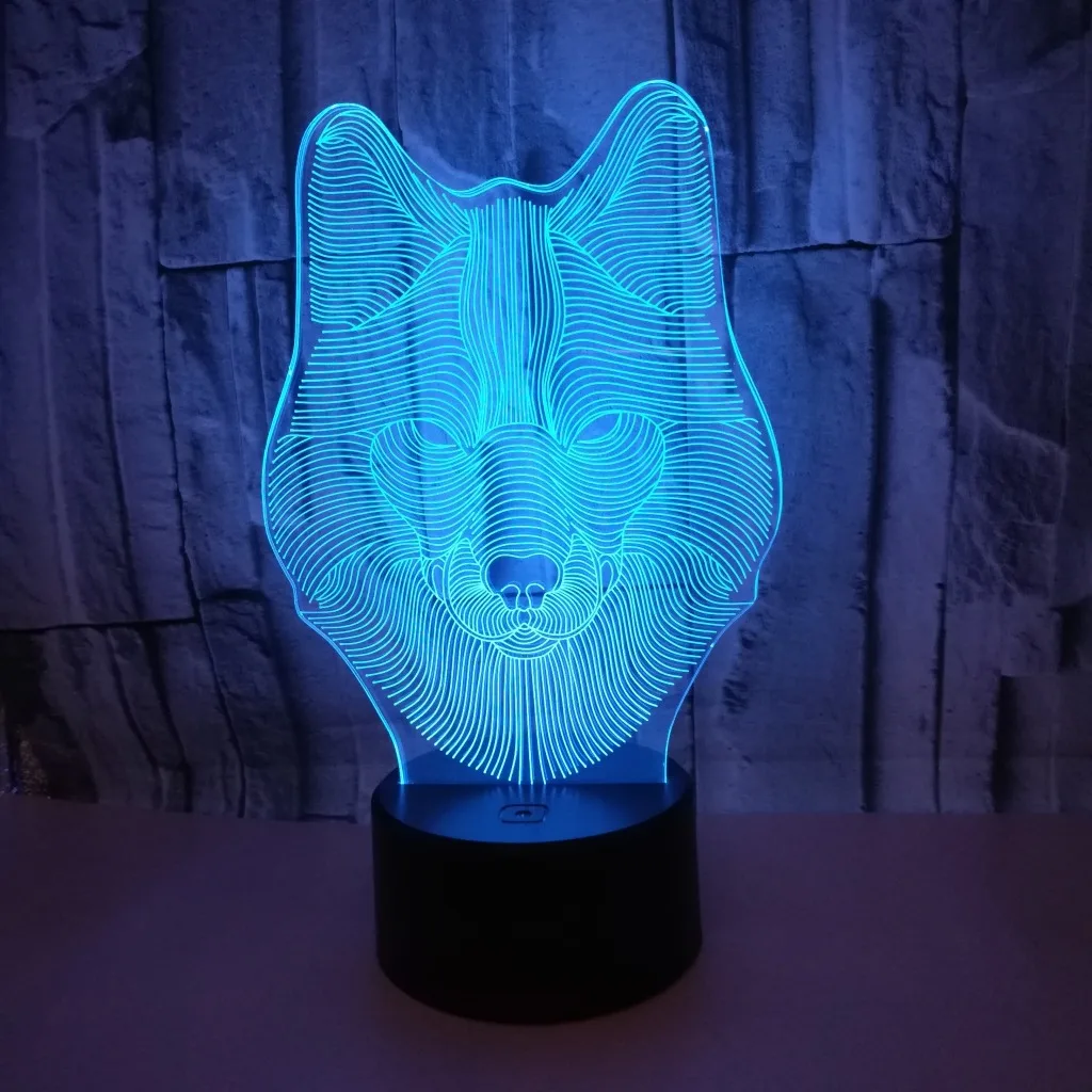 Wolf 3d Remote Control Night  Acrylique Usb Desk Lamp Colorful Touch Led Vision Lamp Gift Decorative Small Table Lamps