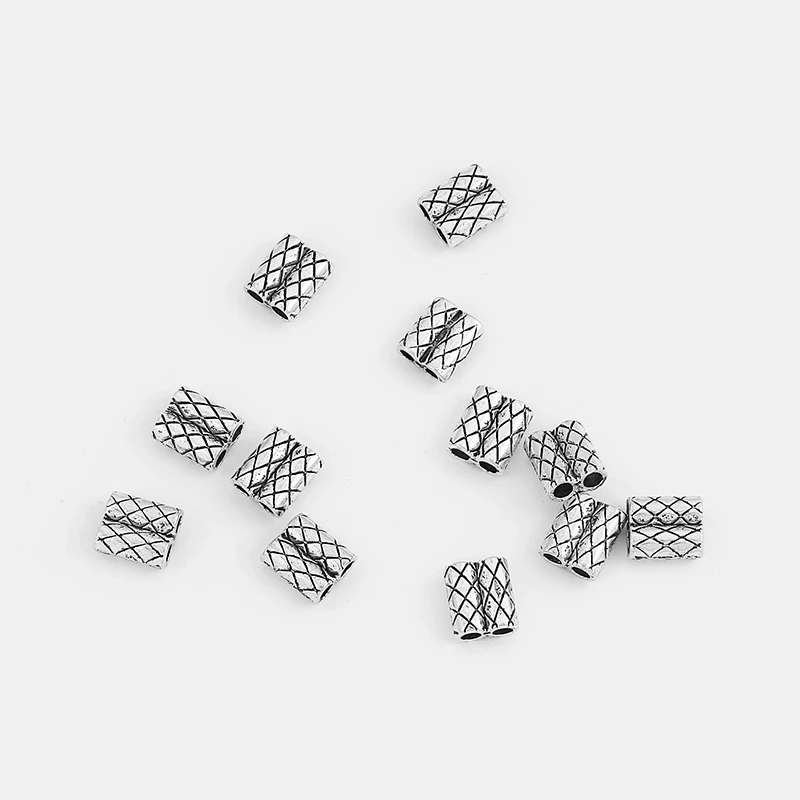 20pcs Antique Charms Double Hole Slider Beads Spacer For 2mm Round Leather Bracelet Necklace Jewelry Making Findings