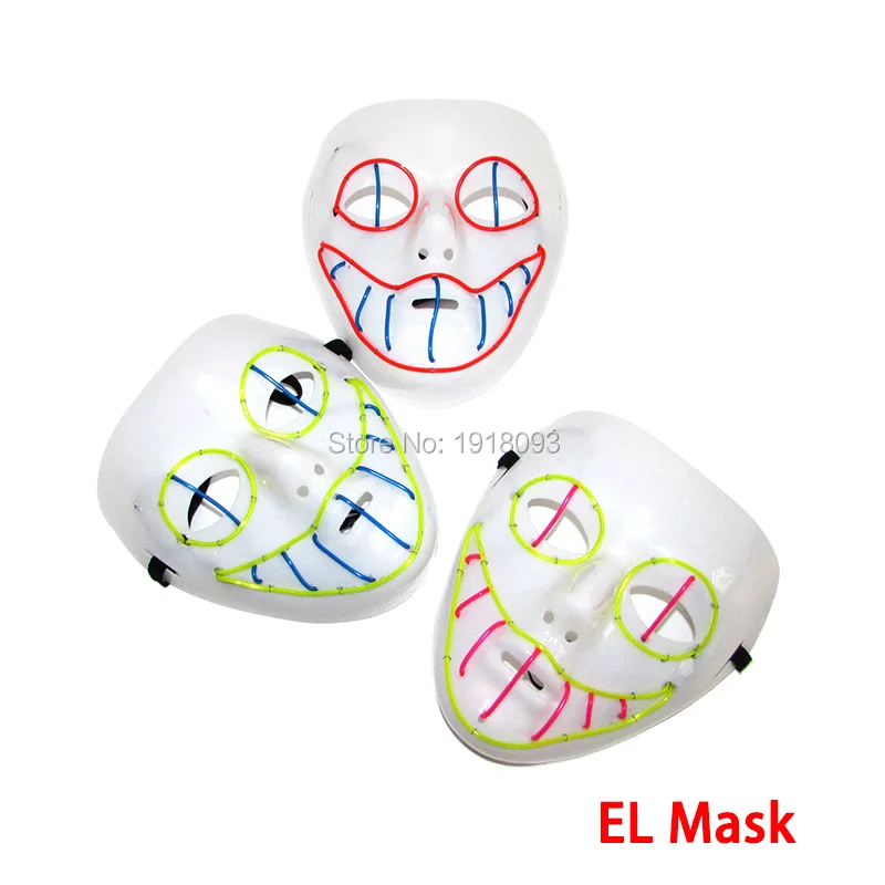 Hot sales EL wire Horror smile Masks Halloween Mask glowing EL wire Festival LED Glowing Holiday lighting as Carnival Mask gift