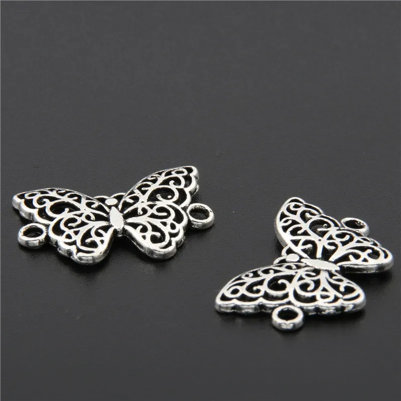 50pcs Tibetan Silver Color Butterfly Connector Charms Pendants Bracelet Necklace Jewelry Making Accessories DIY A2706