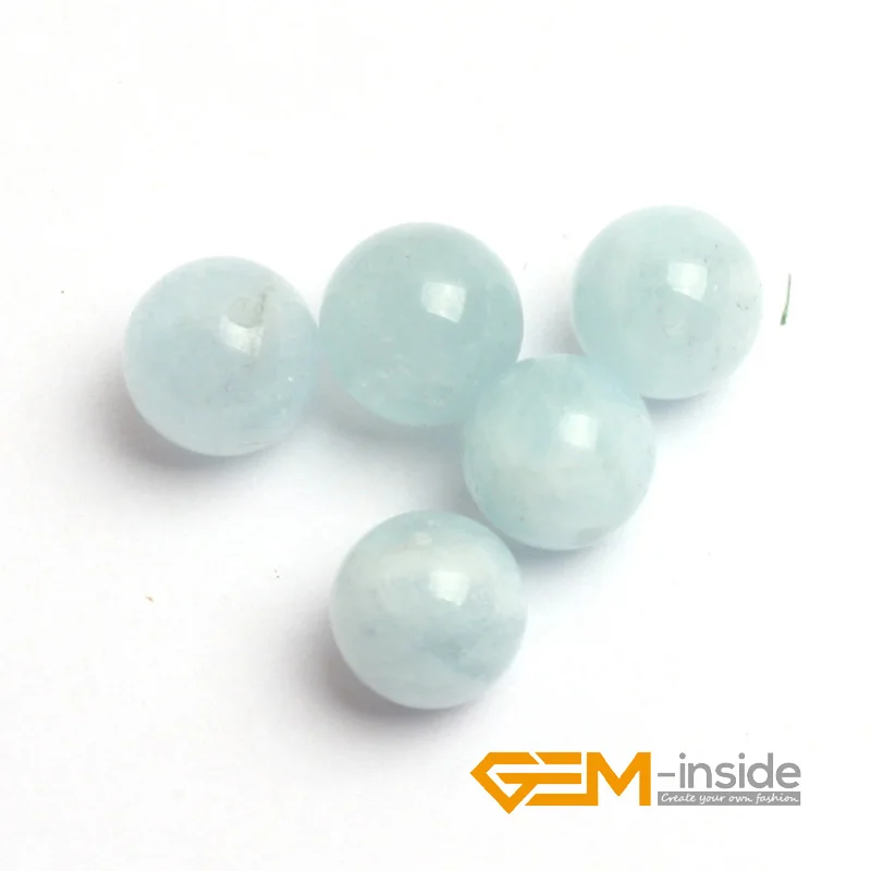 Natural Stone Blue Aquamarines Round Loose Spacer Accessorries Beads For Jewelry Making 5 Pcs DIY Jewelry Charm Bead 5mm 6mm 8mm