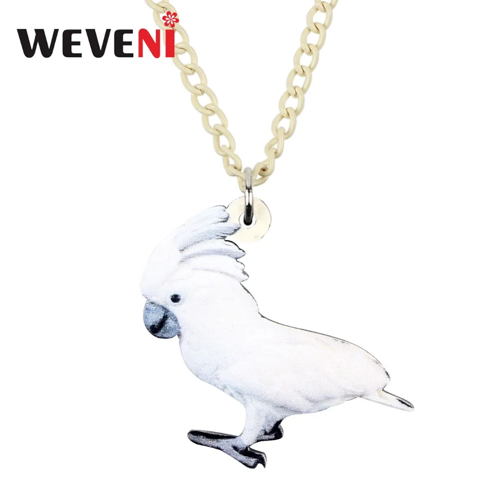 Colar de pingente de pássaro weveni, gargantilha acrílica cacatua para pássaros, animais de estimação, joias para mulheres, meninas e adolescentes, presente