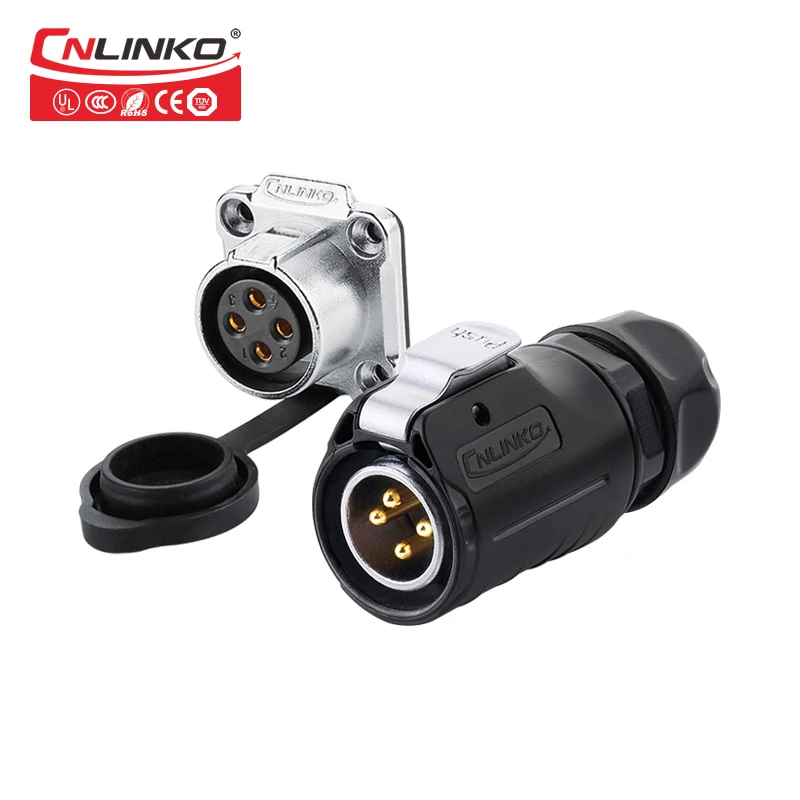 CNLINKO M20 2-12 Pin IP68 Waterproof Panel Mount Socket Quick Connect Wire to Board Electrical 12 Volt AC/DC Power Connector