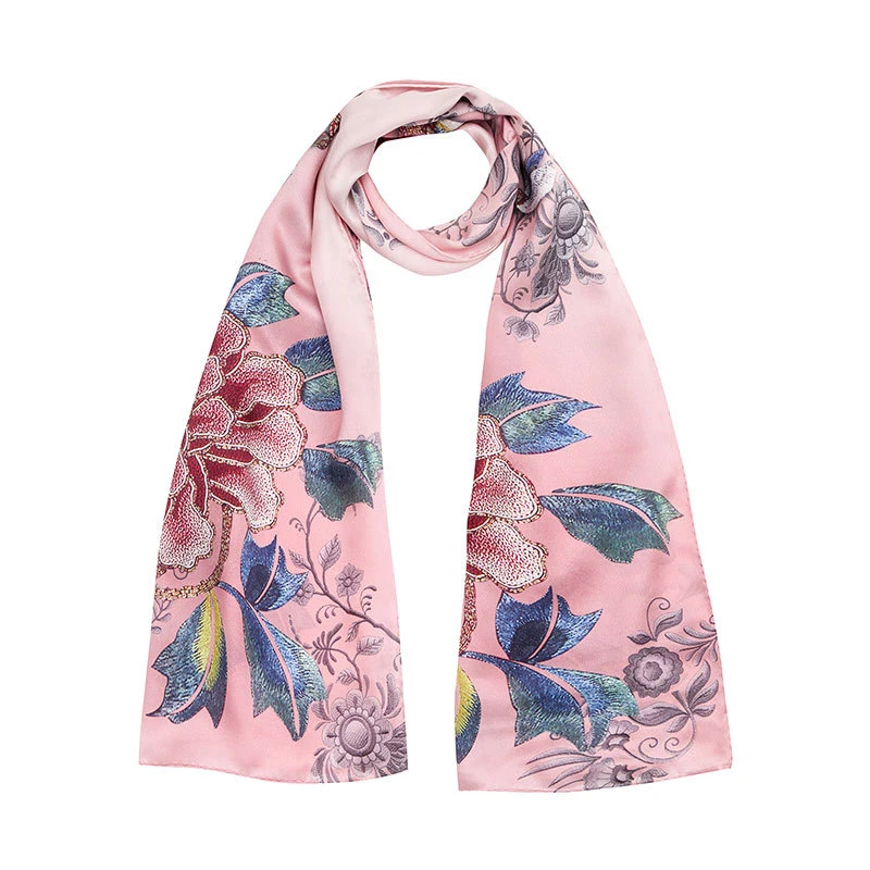 DANKEYISI Women Pure Silk Scarf Female Luxury Floral Print Chinese Style Foulard Shawls Scaves Beach Cover-Ups For Girl Lady