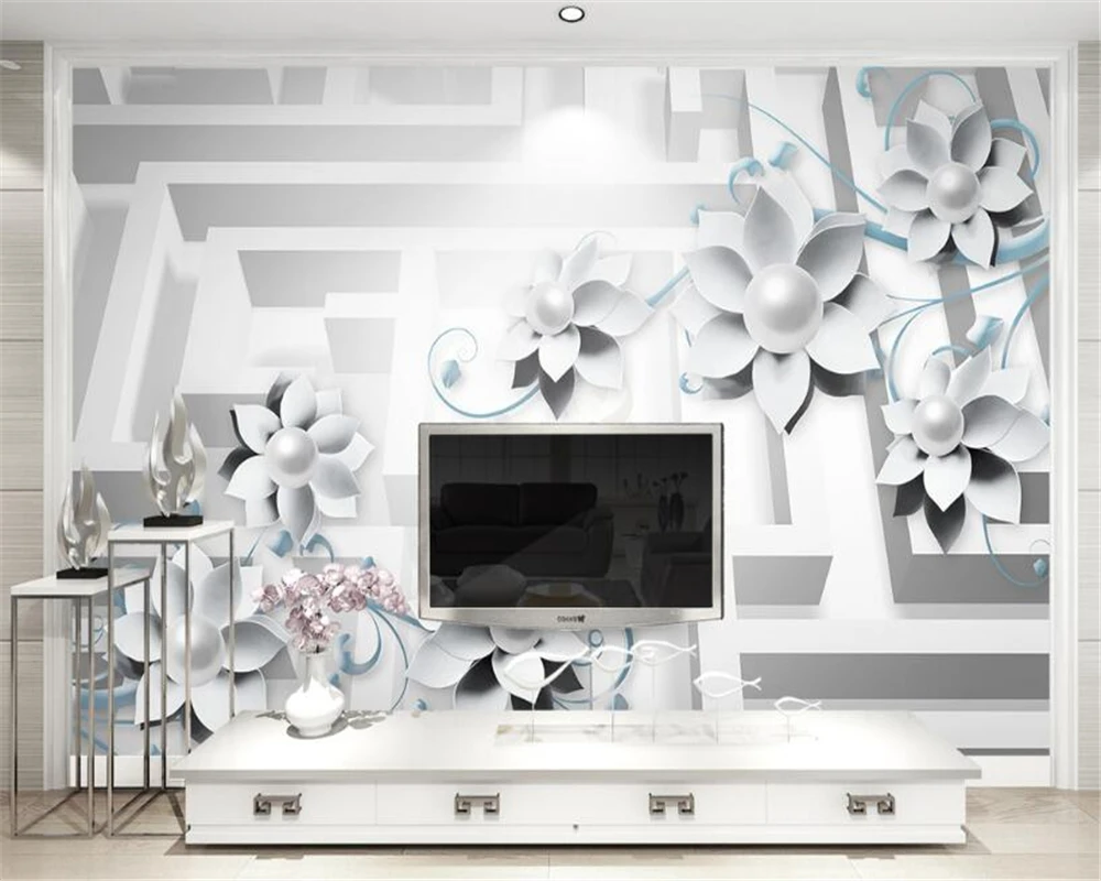 

Beibehang Custom Wallpaper Lightweight and elegant 3D 3D Metal Jewelry Flower Living Room Bedroom Sofa TV Background 3d wallpape