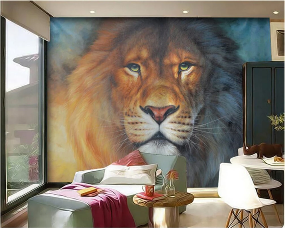 

Beibehang Photo Wallpapers Lion Animals Mural Entrance Bedroom Living Room TV Background Wall Modern Home Decor Wallpaper mural