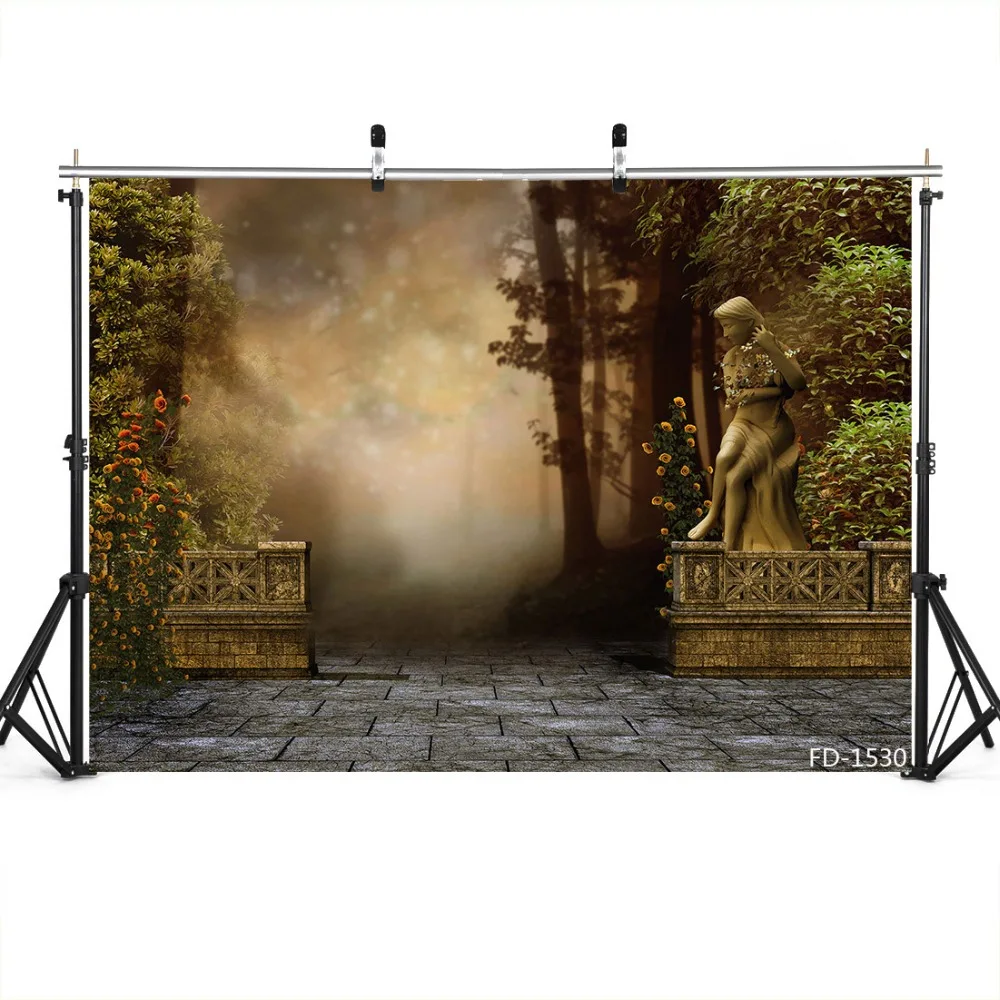 Photographic Backgrounds Forest Fairy Tales Statue Vinyl Cloth Backdrops Fond Studio Photo Kids Newborn Portrait Photophone