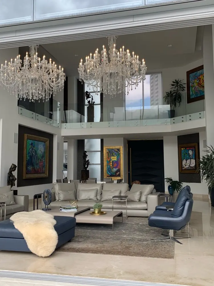Led Ceiling Chandeliers Crystal Large Modern Lamp Living Room Glass Chandelier Lighting Hall Stairway White Silver image 3