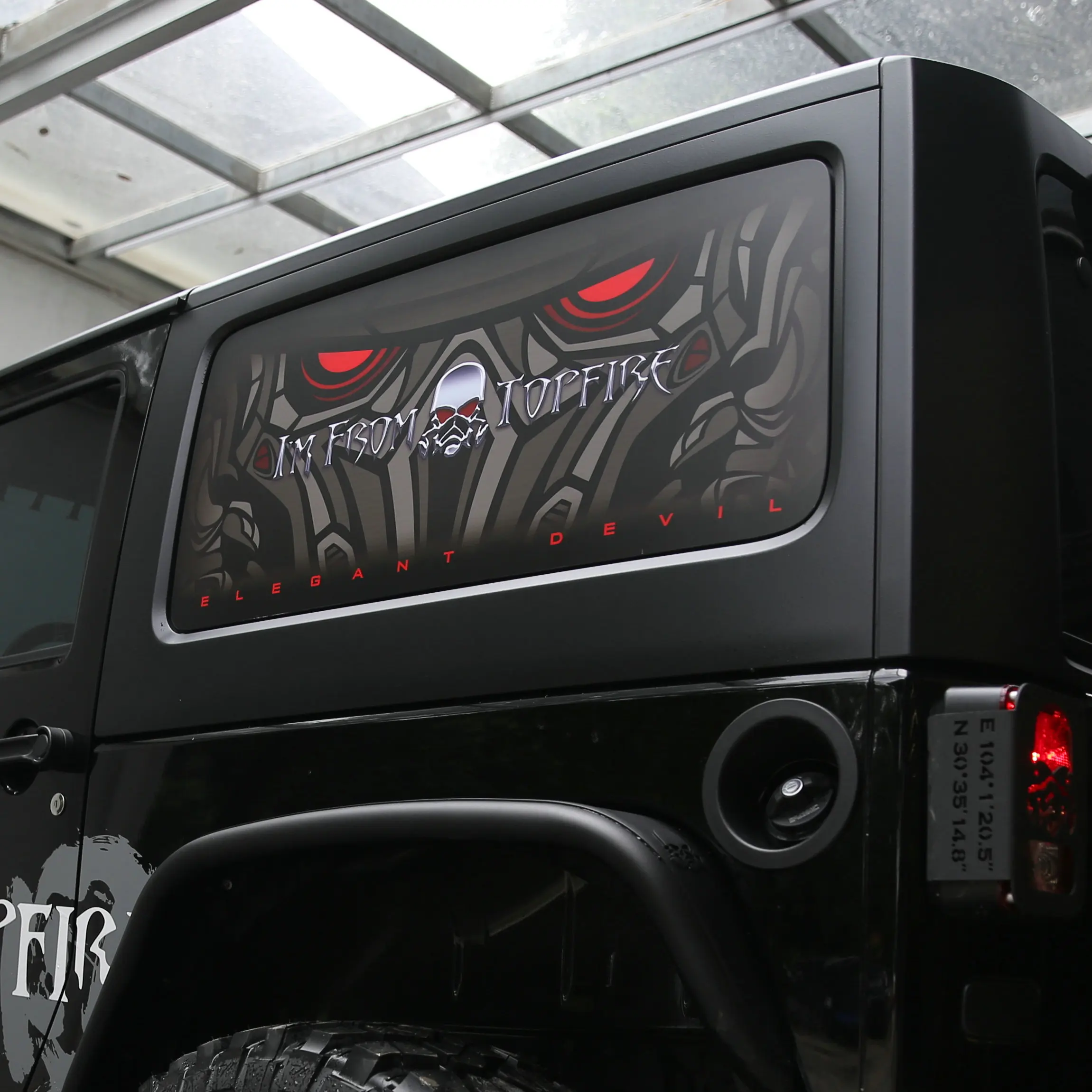 

free shipping!! 2PCS For Jeep Wrangler 2 door/ 4 door rear window car 3D Devil's Eye sticker