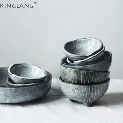 KINGLANG 1 Piece Japanese Style Ceramic Unique Design Small Sauce Dishes Rice Bowl