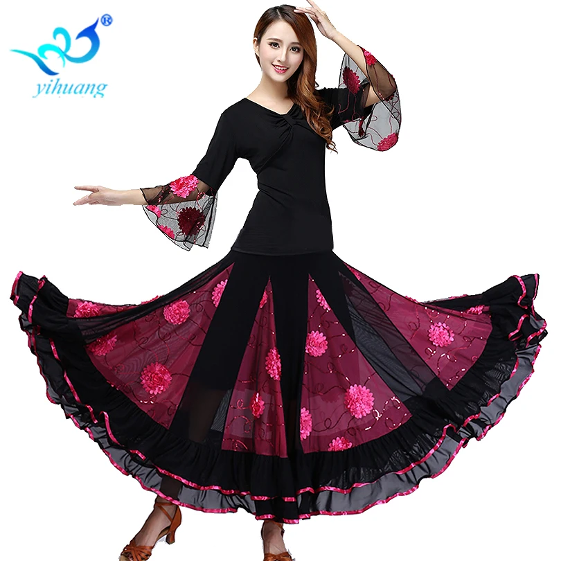 Phòng khiêu vũ Vũ Trang Phục Phù Hợp Với Tiêu Chuẩn Hiện Đại Dancewear Bộ Waltz Trình Diễn Trang Phục Flamenco Vũ Trang Phục Áo Dài Tay Tango số 1