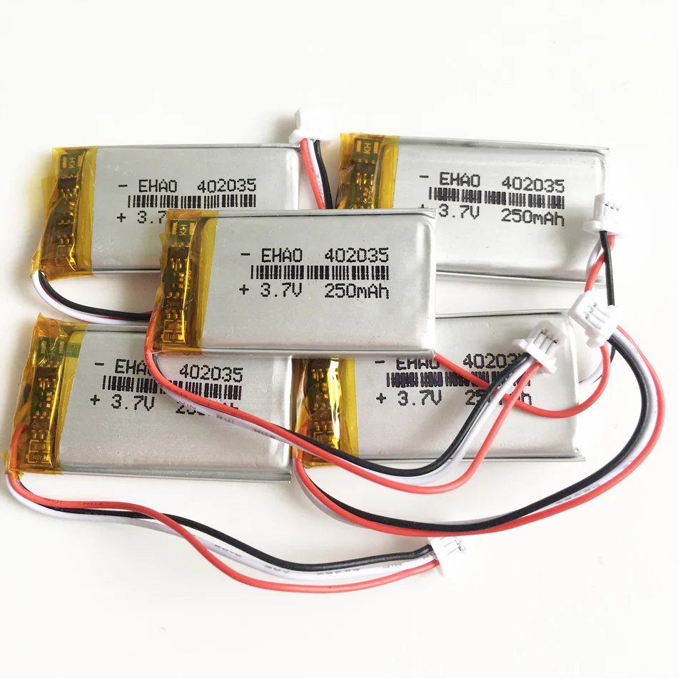 3.7V 250mAh akumulator LiPo 402035 + JST 1.0mm 3pin wtyczka do Mp3 GPS Bluetooth słuchawki Xiaomi rejestrator jazdy