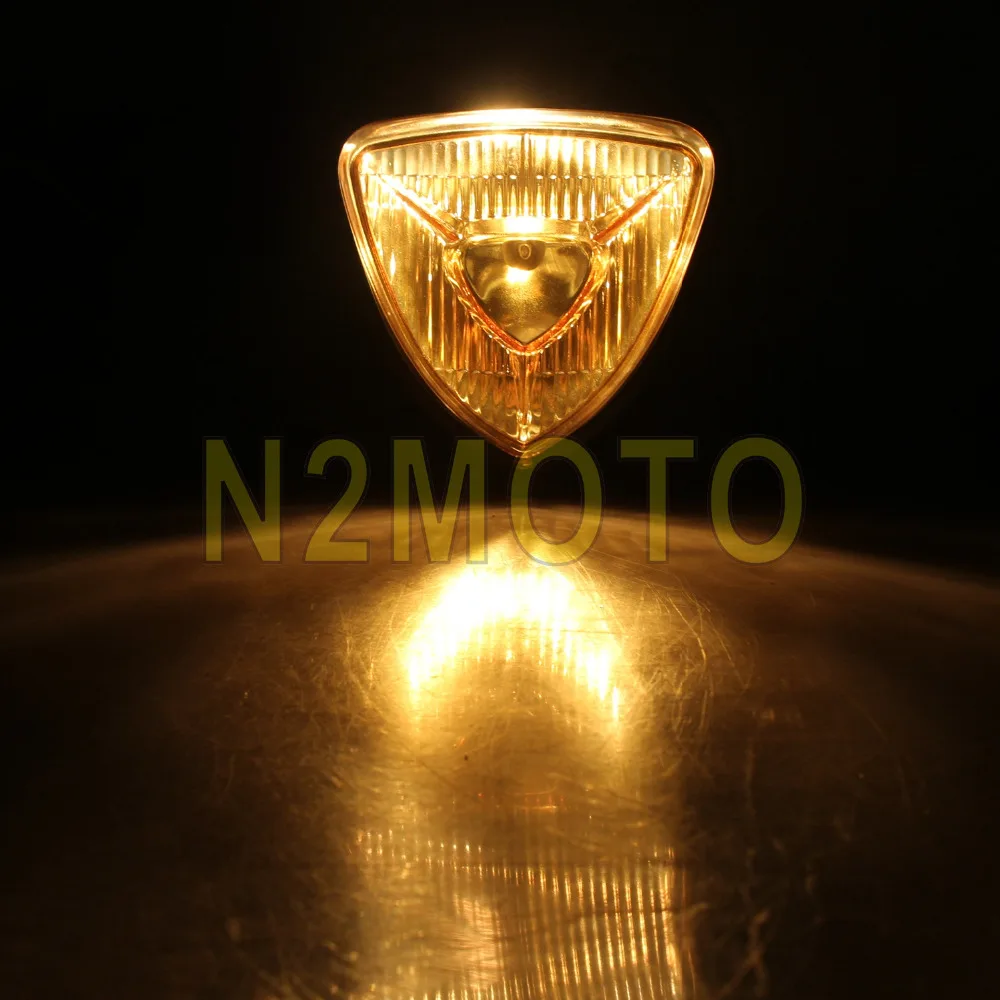 Chrome Motorcycles Vintage Triangle Headlight H4 12V 55/60W Head Lamp for Harley Chopper Cruisers Custom with Amber Lense