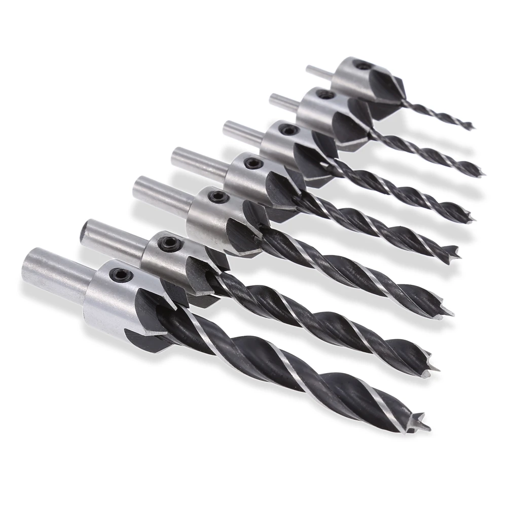 7 Cái/bộ HSS 5 Sáo Mũi Khoan Bộ Mũi Khoan 3Mm-10Mm Thép Tốc Độ Cao Có Ngăn Gỗ Công Suất dụng Cụ Chamfer Chất Lượng Hàng Đầu