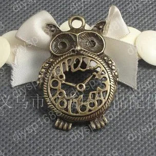 

20 pcs/lot alloy bead Antique Bronze Plated Charms Pendants Fit Jewelry findings 48*32MM The owl clock parts Shape JJA1708