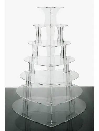 

Details about Wedding Acrylics 7 Tier Clear Heart Acrylic Party Cup Cake Stand