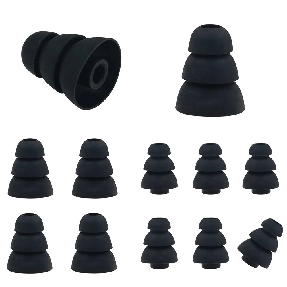 6 Pairs (S/L) Size Triple Three Flange Noise Isolate Silicone Replacementl Cushion Ear Bud Tips Fit for Most In Ear Earphone