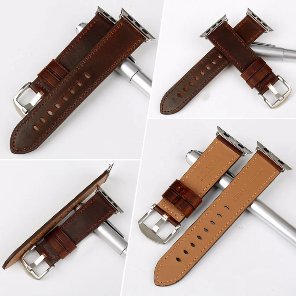 MAIKES Special Leather Watchbands For Apple Watch Band 45mm 41mm 44mm 40mm 42mm 38mm Series 7 6 SE 5 4 3 Bracelet iWatch Strap