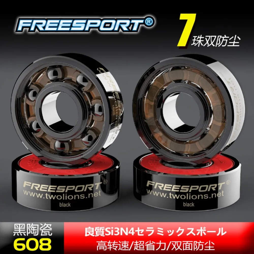 FreeSport 608 hybrydowy czarny łożyska ceramiczne 7 koraliki ABEC9 High Rev Rodamientos na deskorolce LongBoard łyżworolki HandSpinner