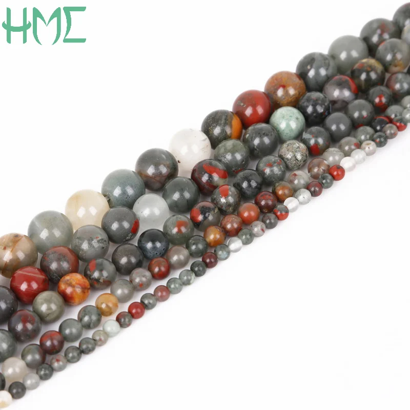 Wholesale Pick 4MM/6MM/9MM/10MM/12MM Smooth Natural Bloodstone Stone Beads High Quality Round ball DIY Bracelet Necklace