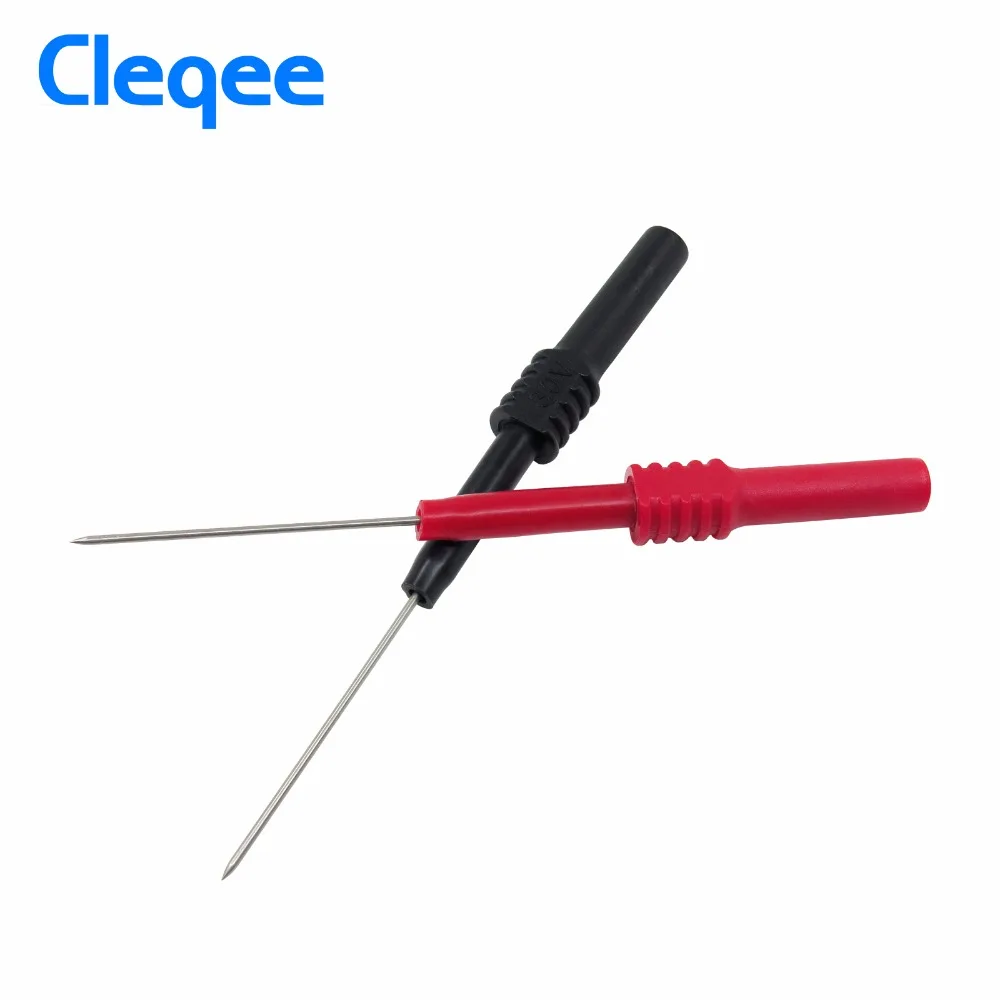 Cleqee P5009 10pcs Soft PVC Insulation Piercing Needle Non-destructive Multimeter Test Probes Red/Black