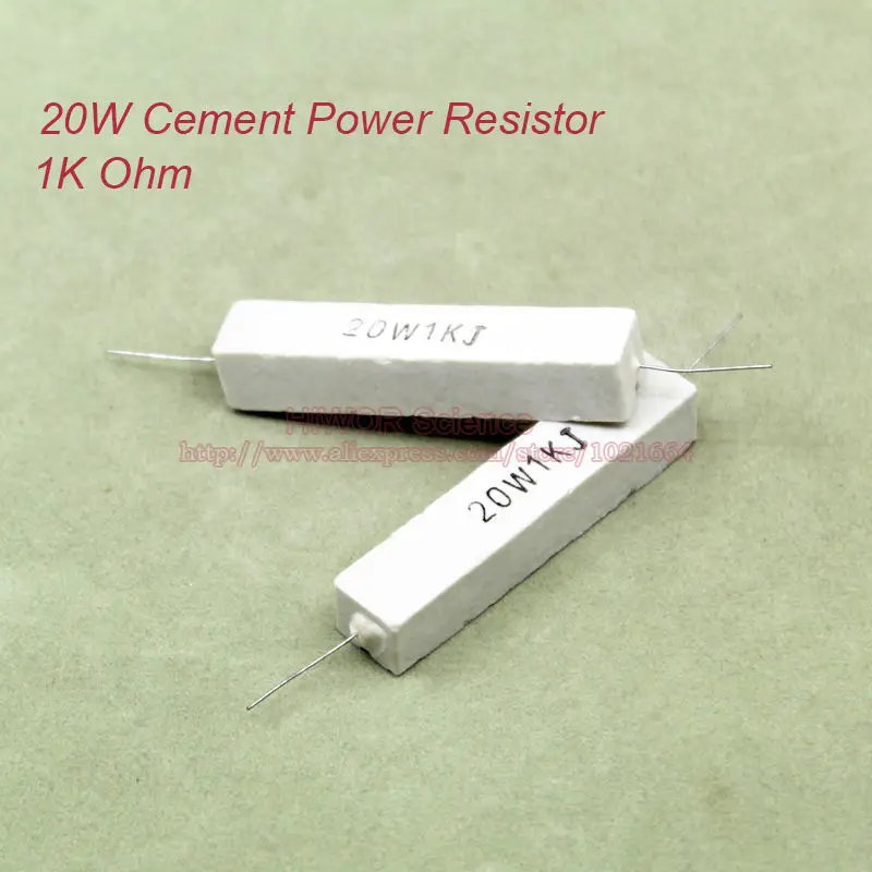 (5pcs/lot) 20W 1K ohms Ceramic Cement Power Resistor 1Kohm TOL 5% Resistors