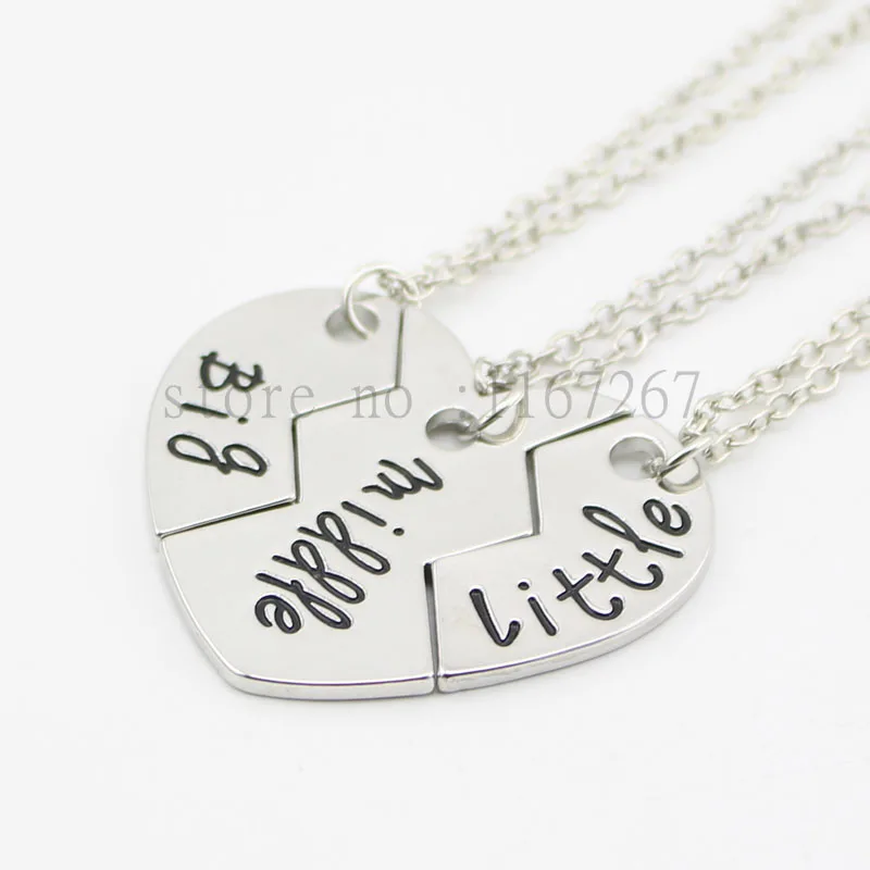 

broken heart 3 parts pendant necklace Sister Necklace Matching "Big middle Little "Sister Necklace Gift For Family