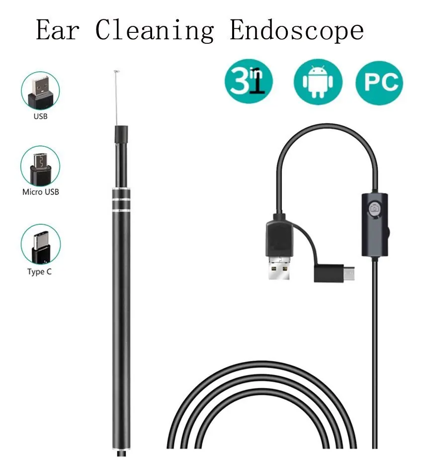 3in1 3.9MM/5.5MM Visual Ear Spoon USB Ear pick Endoscope Camera