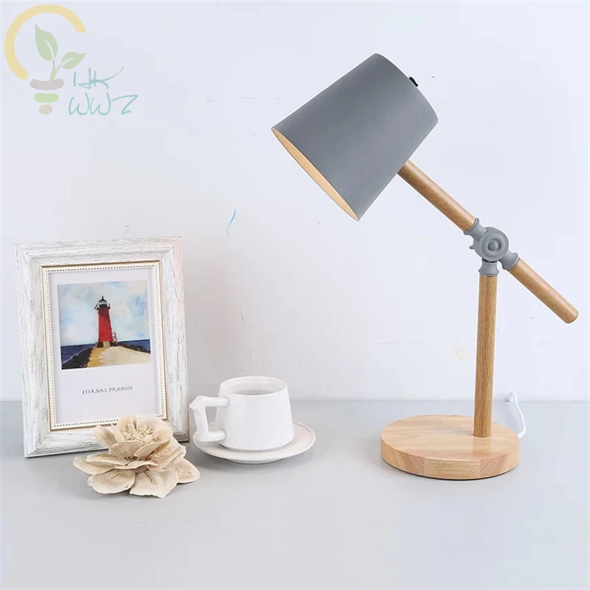 

5 Colors Modern Adjustable Table Lamps Study Bedroom Bedside Desk Lamp New Design Solid Wood Light Decorate Table Light