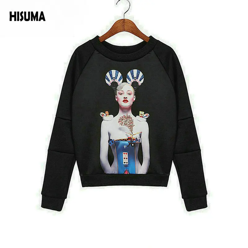 

HISUMA 2024 autumn winter New Women's 3D Printed Hip-hop Sweatshirts Women o-neck Long Sleeve Blouse Female Shirts Sweatshirt