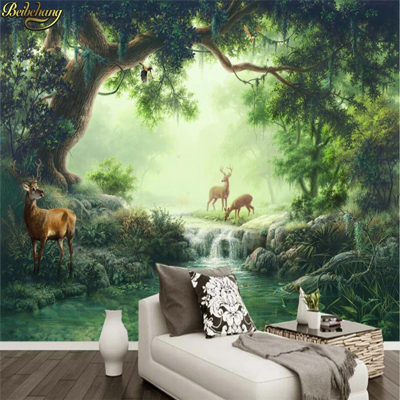 beibehang custom Forest Elk wall papers home decor Oil Painting photo mural wallpaper for walls 3 d wall paper roll living room