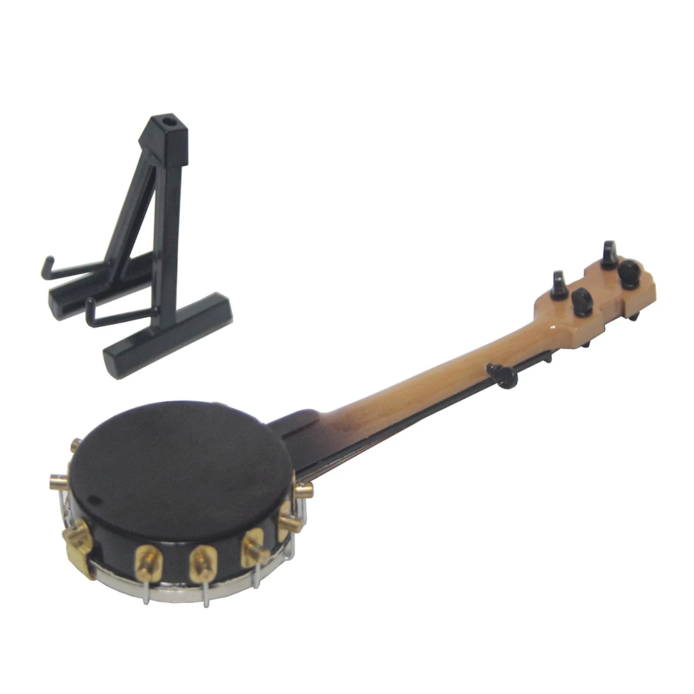 MoonEmbassy Miniature Banjo Model Mini Musical Instrument Model Dollhouse Ornaments Gift Home Decoration