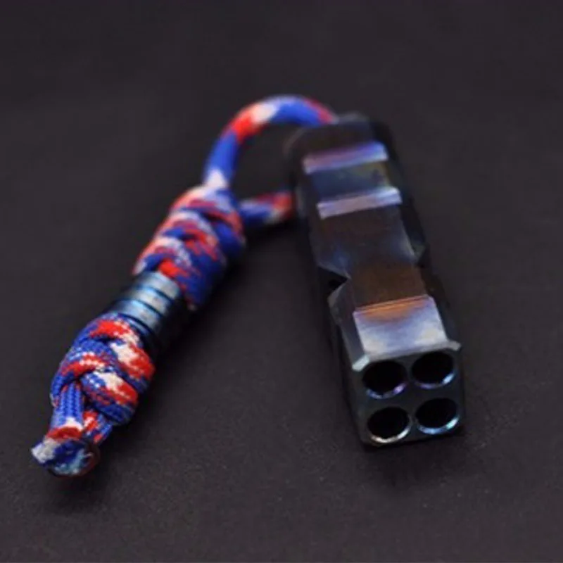 

1PC Portable High Quality Baked Blue Titanium Alloy Four Hole Whistle Outdoor Camping Survival Equipment EDC Tools Accessories