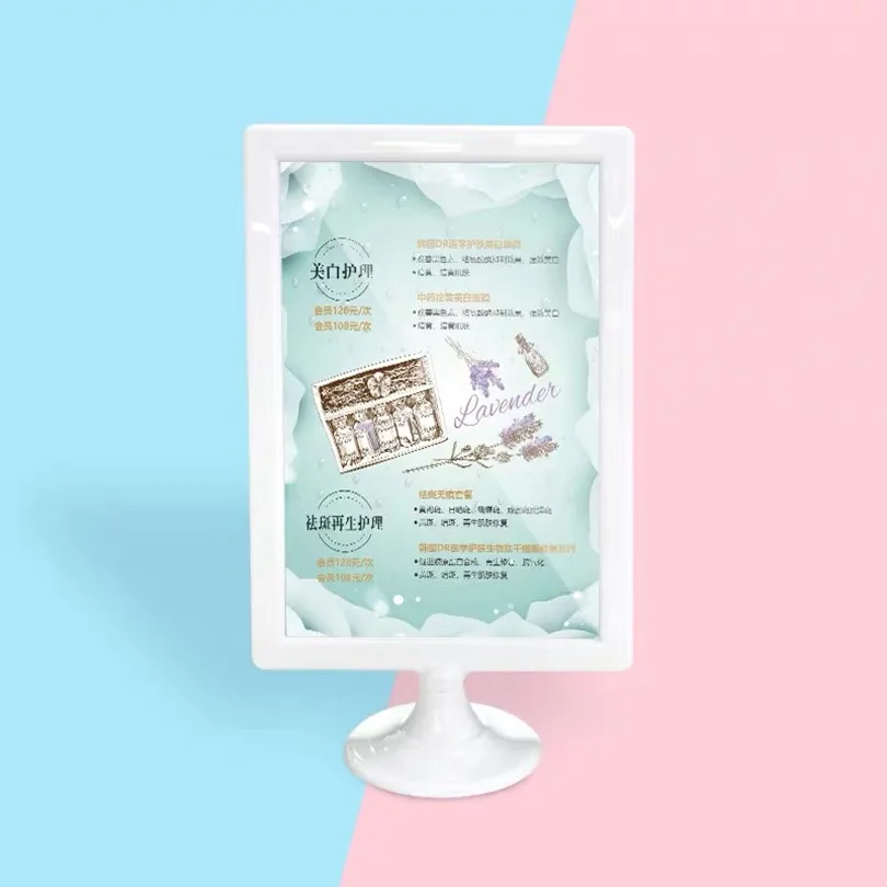 A6 Vertical Safe Plastic Tabletop Sign Holder Stand POP Price Menu list Display Stand Advertising Display Board
