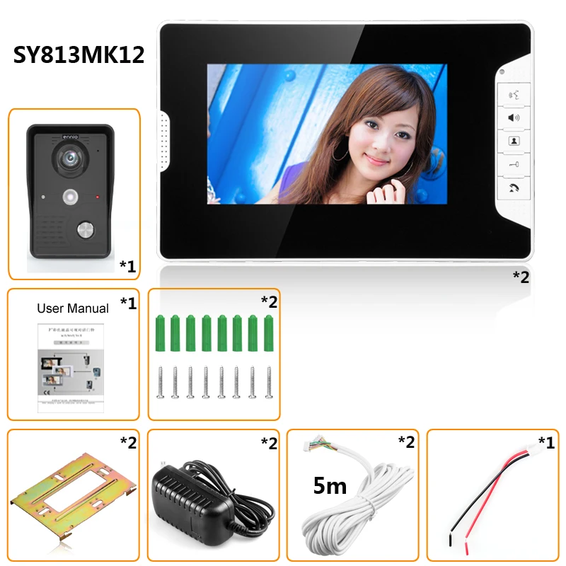 Système d'interphone vidéo avec moniteur de sonnette, 7 pouces, caméra extérieure étanche IP65, sous TVL, interphone de porte, nouveau