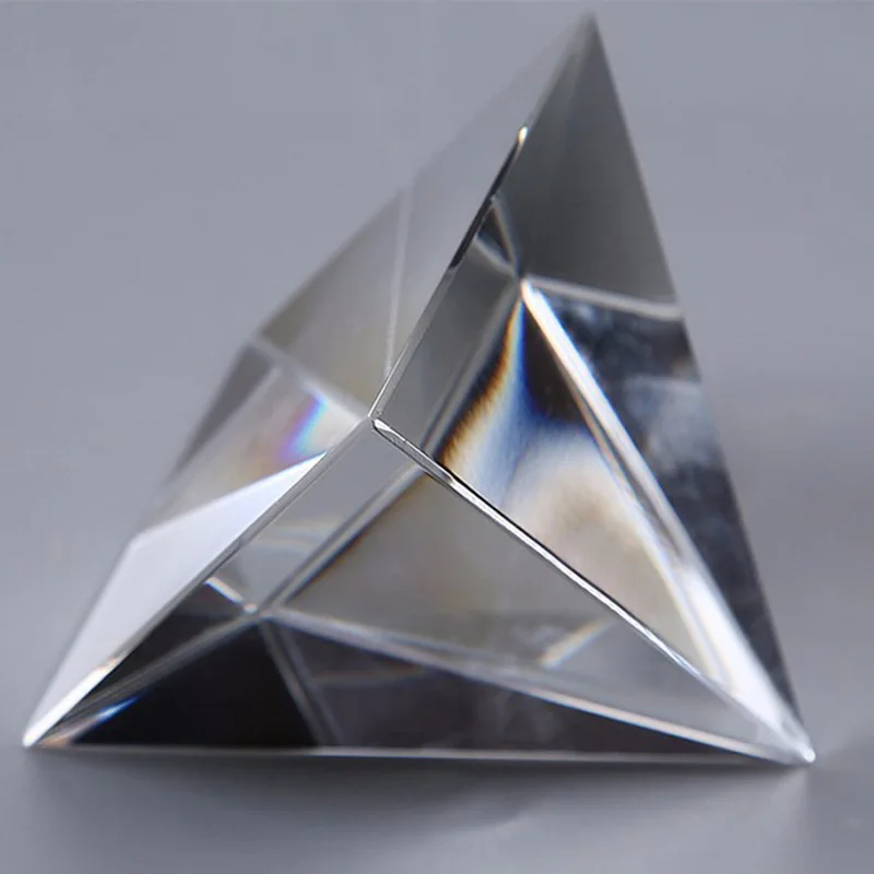 Modern K9 Crystal Egyptian Pyramid Paperweight Creative Home Ornament Decorative Craft Rainbow Maker Glass Cone-Shape Blank