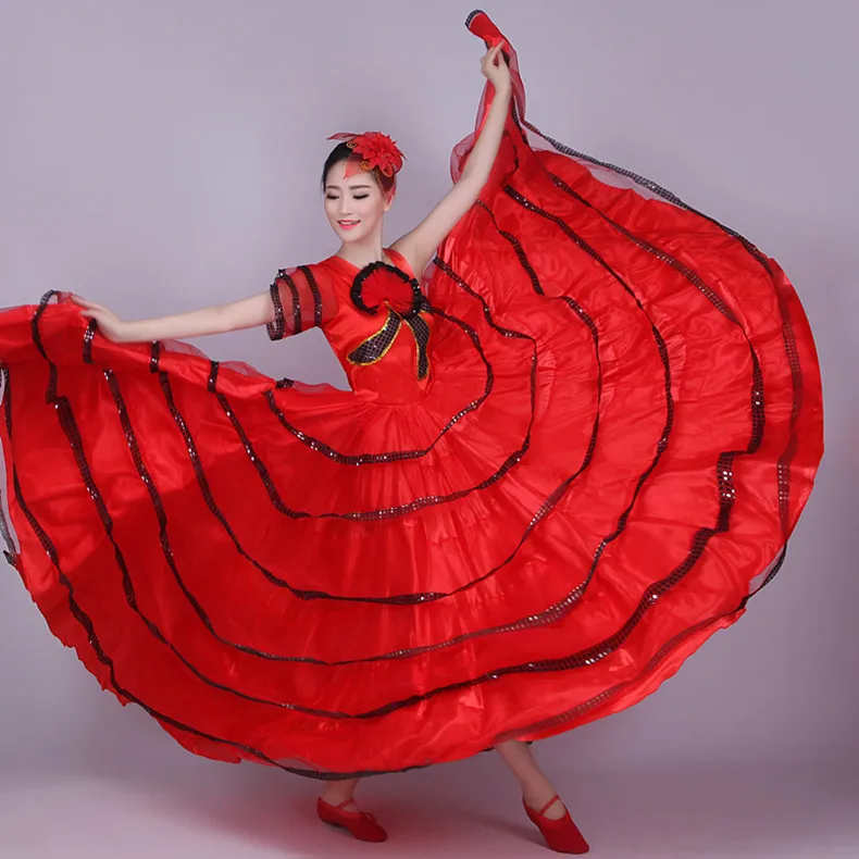 Spanish Bullfighting Dance Dress Women Opening Dance Full-skirt Modern Performance Costume Stage Big Swing Dress Wear Suit H553