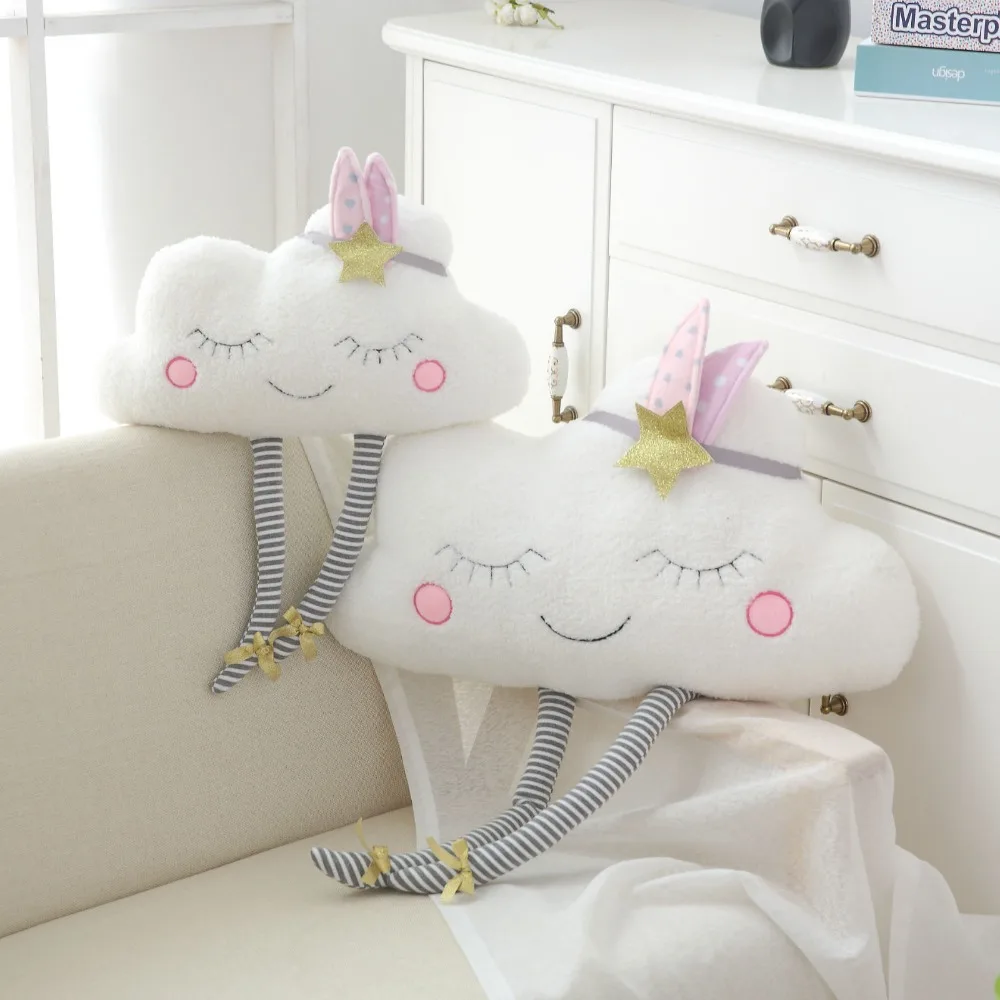 New Arrival Ins Kawaii Cloud Plush Pillow Stuffed Cartoon Soft Cloud Toy Cushion Grils Home Decor Birthday Gift For Children