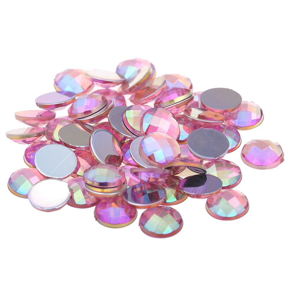 

Craft Art Big Gems 10mm 30pcs Acrylic Flatback Round Earth Facets AB colors Acrylic Rhinestone Strass High Shine Beads