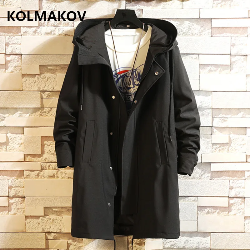 2022 Autumn Men's Casual Trench Coat  Hooded Windbreakers Male Waterproof Long Jackets men Loose Style size M- 5XL,6XL