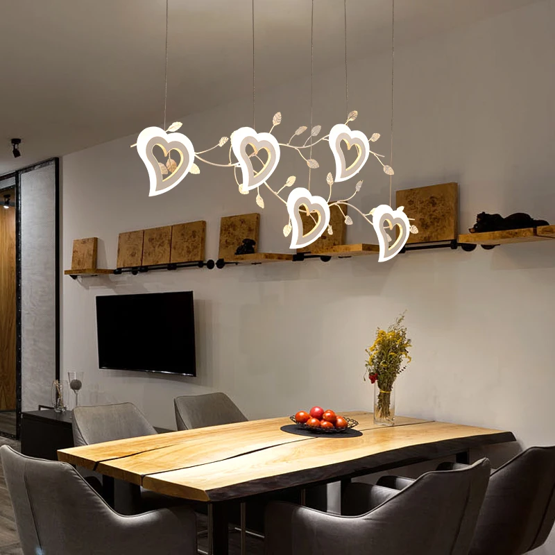 modern creative heart Pendant Lamp Nordic personality art restaurant light bar dining room Hanging Lights led lamps