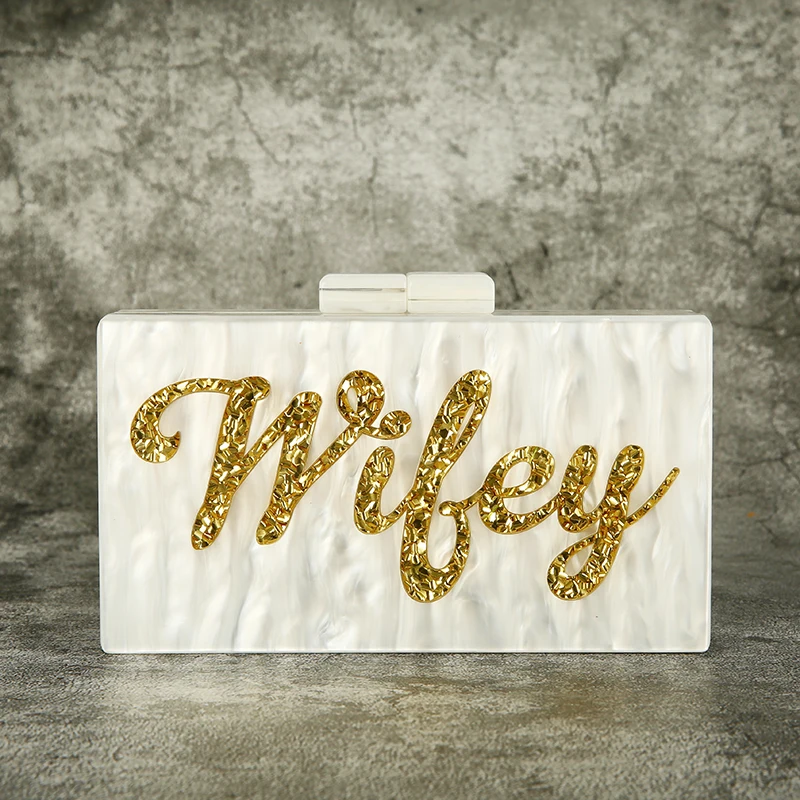 Letter Wifey Vintage Handmade Acrylic Purse Box Clutches Name Shoulder Bags traps Holiday Beach Crossbody Messengers Handbag