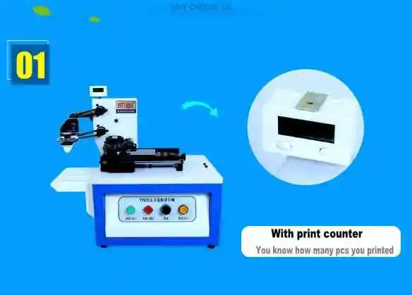 Electric Sealed Ink Cup Pad Printing Machine with Print Counter  + Cliche Plate + Rubber pad