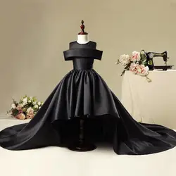 Spring New Kids Girls Trailing Dress Wedding Party Pageant Dress Children Princess Formal Prom Gowns Teens Solid Vestidos Y613