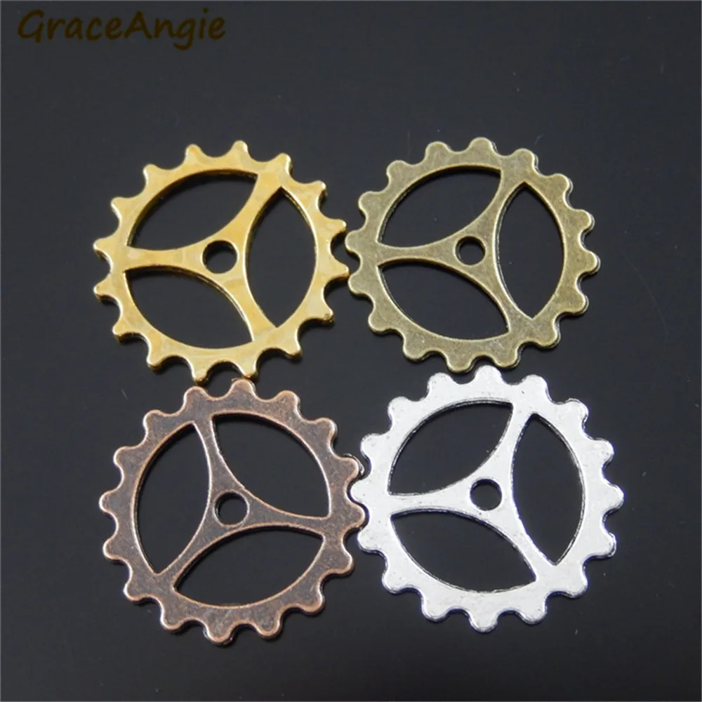 Wholesale 15pcs Alloy 4Color gears Connector Gear wheel Charms Pendant fit Bracelet Necklace Jewelry Accessory